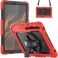 thumbnail image 3 of Dteck Case for Samsung Galaxy Tab S8 Plus 12.4 inch 2022 / S7 FE 12.4 inch 2021 & Tab S7 Plus 12.4" 2020 Tablet with Rotatable Kickstand&Hand Strap&Shoulder Strap&Screen Protector Case,Red, 3 of 8