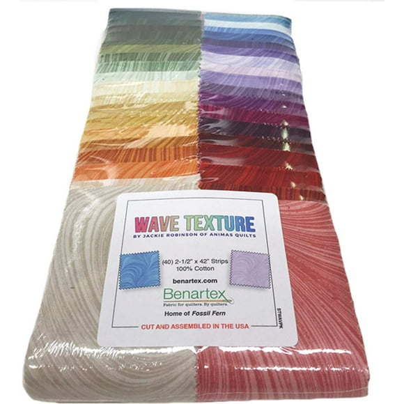 Jackie Robinson Wave Texture Strip-Pies 40 2.5-inch Strips Jelly Roll Benartex