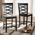 thumbnail image 4 of Baxton Studio Lanier Modern and Contemporary Sand Fabric Upholstered Espresso Brown Finished Wood Counter Height Pub Chair Set (Set of 2), 4 of 7