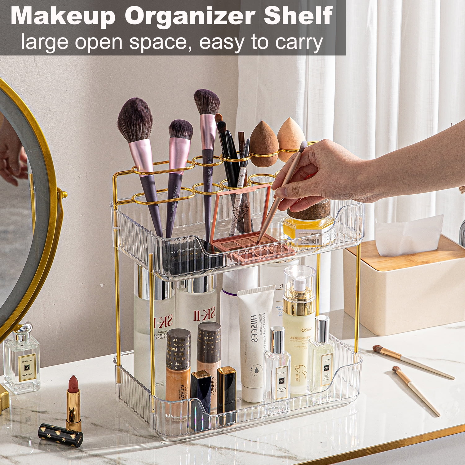 Nicewell 2 Tiers Bathroom Counter Organizer, Acrylic bathroom organizer  countertop, Makeup Organizer for Cosmetics and Toothbrush Holders, Skincare  Organizers for Bathroom Dresser Kitchen, White 