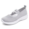 thumbnail image 2 of IEMIEMIEM Women's Mary Jane Walking Shoes Comfortable Knit Flats Soft Slip on Dress Shoes for Women Casual Nurse Flats Diabetic Shoes with Arch Support Gray 8.5 Wide, 2 of 8