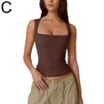 thumbnail image 1 of 2025 New Amazon Summer New Women'S Square Neck Sleeveless Double Layer Vest Basic Tight T-Shirt, 1 of 1