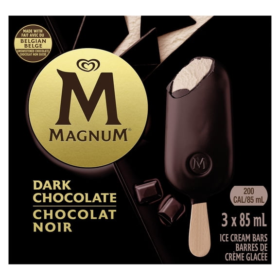 Magnum Barres de Crème Glacée au Chocolat Noir 3 x 85 ml