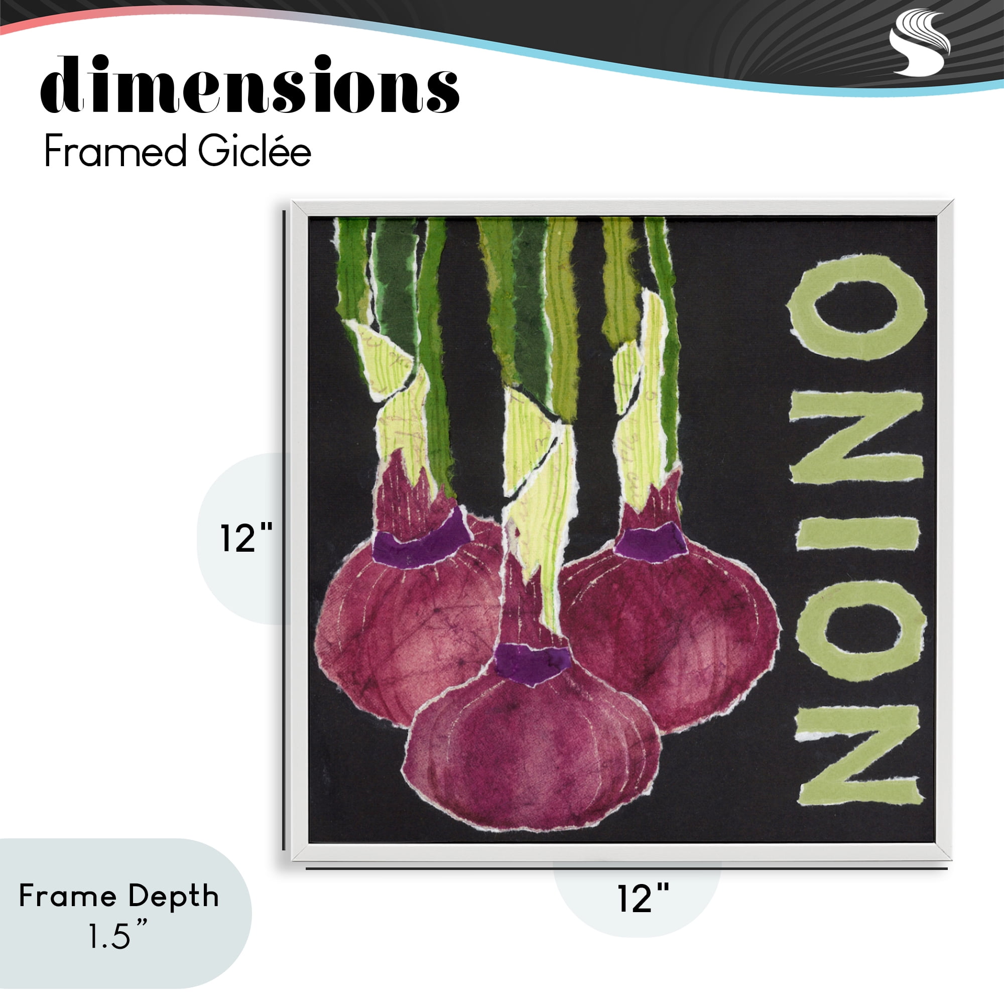 Stupell Industries Collaged Garden Onion White Framed Giclee Art, design by Nancy Overton