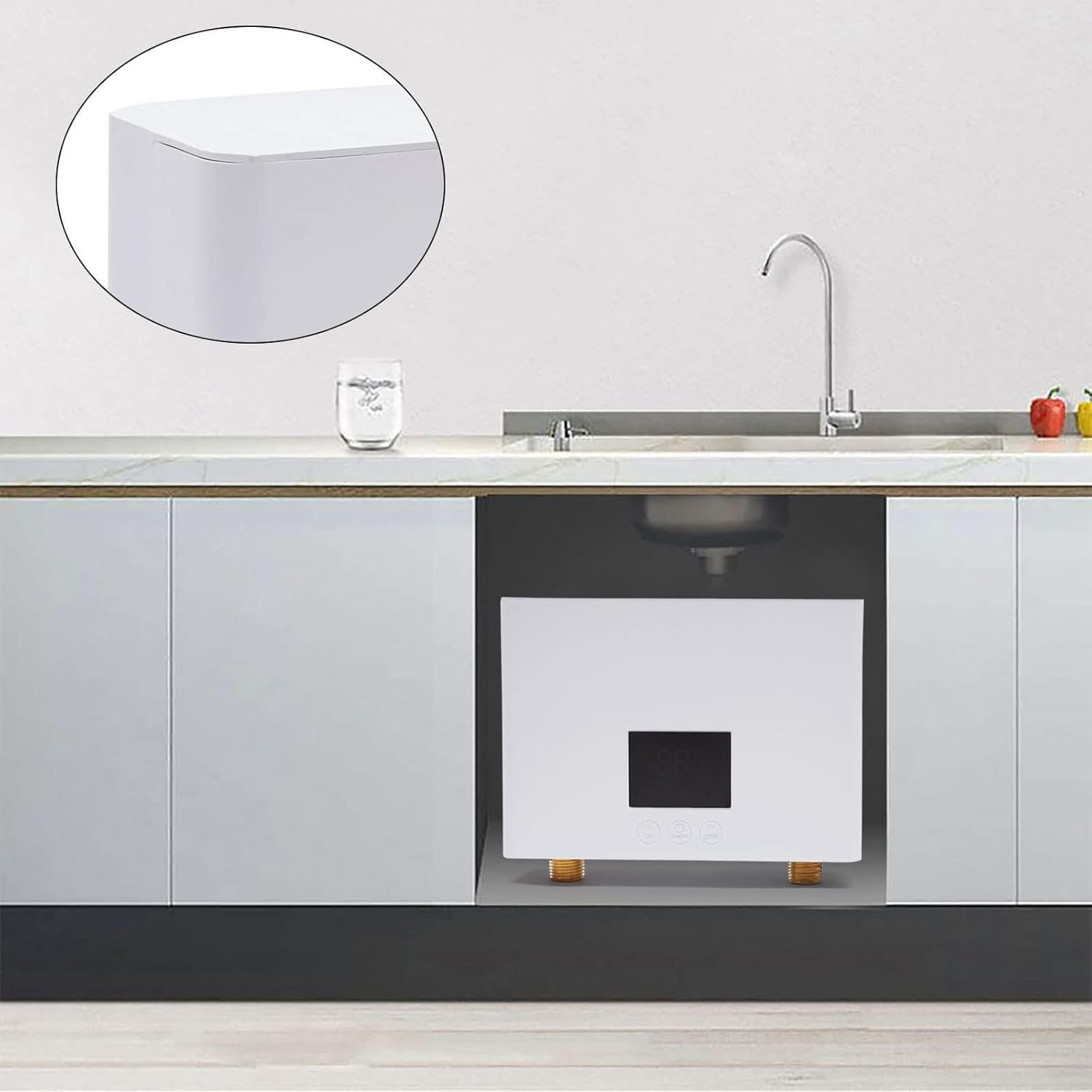 Miumaeov Tankless Electric Water Heater 3000W Kitchen Household Electrical Mini Instant Hot Water Heater,W/IPX4 Water-Proof Level & LCD