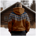 thumbnail image 4 of Men's Winter Print Hooded Jacket, Plaid Ethnic Pattern Fleece-Lined Thick Casual Zipper Coat for Outdoor Leisure and Holiday Gift,Multicolor,M, 4 of 5