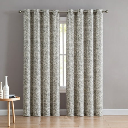 Ivory Damask Stripe - Mainstays August Ivory Damask Grommet Top Window Curtain Panel, Multiple Sizes Available