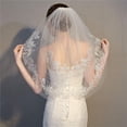 thumbnail image 1 of Liangnv Novia Velo de encaje de boda Velos de cintura corta Velo de tul suave de 2 niveles Velos de novia con peine (marfil) - -, 1 of 1