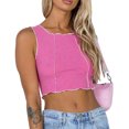 thumbnail image 1 of Top corto con cuello redondo, versátil, sin mangas, transpirable, con espalda cruzada, camisetas sin mangas para mujeres y niñas, rosa S, 1 of 8