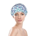thumbnail image 3 of YFYANG Women's Double Waterproof Shower Cap, Blue Wavy Lines Reusable Hair Cap for All Hair Styles and Head Sizes, 3 of 9
