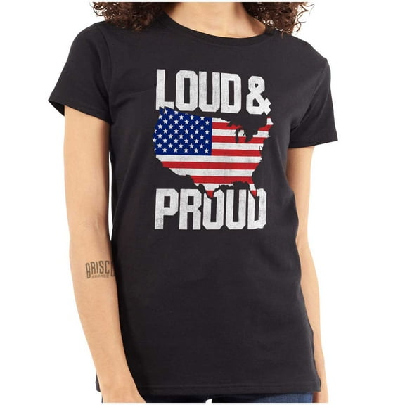 Loud Proud American State Flag Map Womens Slim Fit Graphic Tee Brisco Brands M