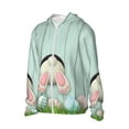 thumbnail image 2 of Balery White Bunny Bottom And Easter Eggs Men's Women's UPF 50+ Sun Protection Lightweight Hoodie Performance Long Sleeve Shirt for Fishing Running-Large, 2 of 9