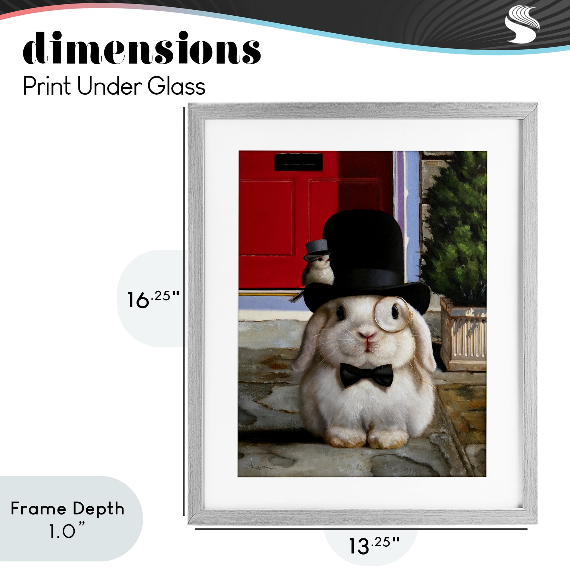 Stupell Industries Lord Bunbury Rabbit Gray Framed Print Under Glass, design by Lucia Heffernan