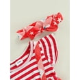 thumbnail image 5 of Bagilaanoe 2Pcs Baby Girls 4th of July Outfits Striped Star Print Flying Sleeve Layered Romper Dress + Hairband for 0-18 Months, 5 of 9