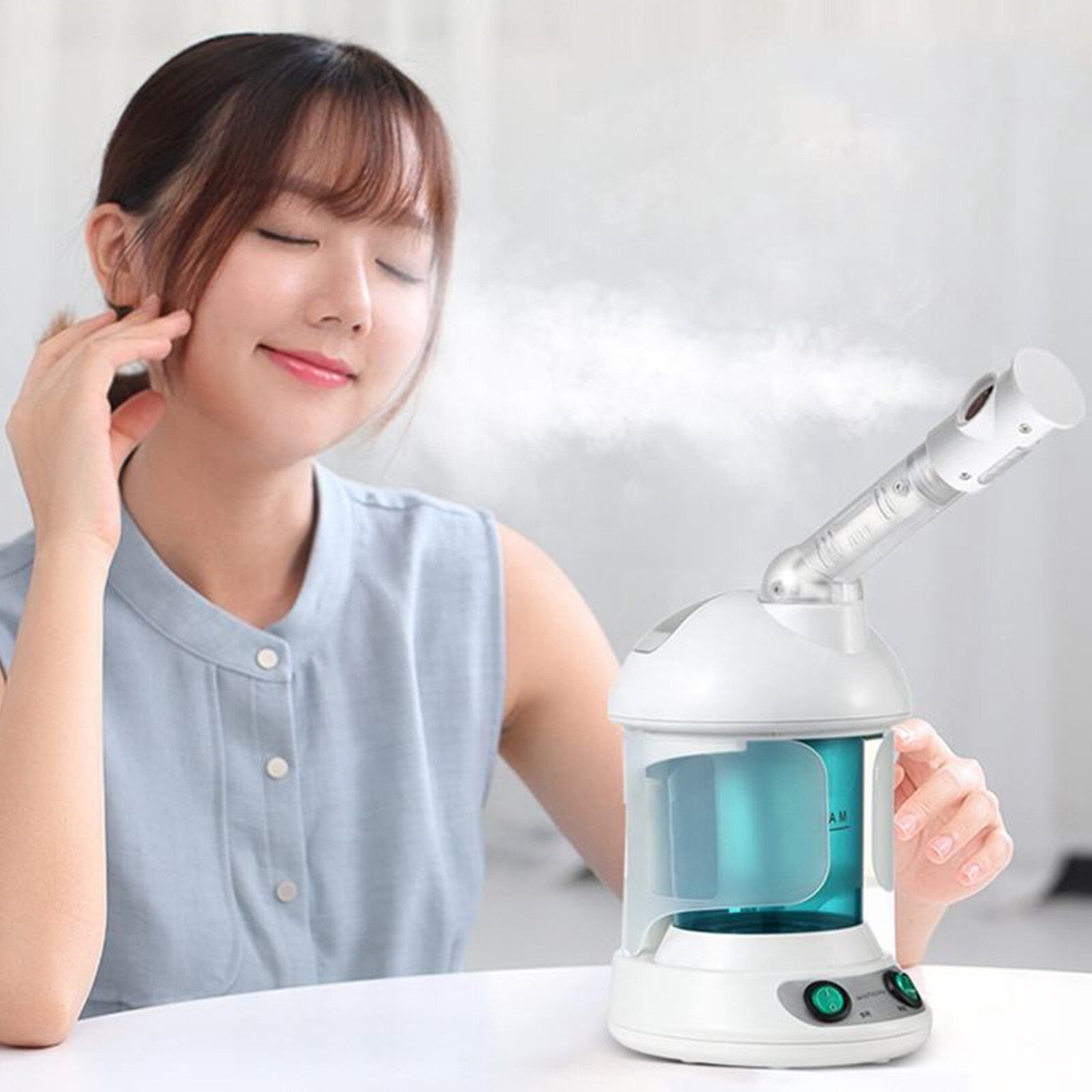 Hinzonek Ionic Facial Steamer, Face Humidifier, Ozone Steamer with 360° Rotatable Arm,Pores Steam Skin Clean Sauna Beauty,Nose&Face Mist Thermal Steamer for Home Facial Sauna Spa