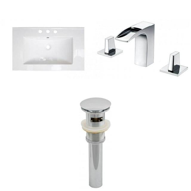 American Imaginations 32-in. W 3H8-in. Ceramic Top Set In White Color - Overflow Drain Incl. AI-27188