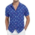 thumbnail image 5 of GIRUNS Mens Hawaiian Shirt Wrinkle Free Quick Dry Short Sleeve Button Down Tropical Print Vacation Beach Shirt Navy Cocos&Flamingo M, 5 of 7
