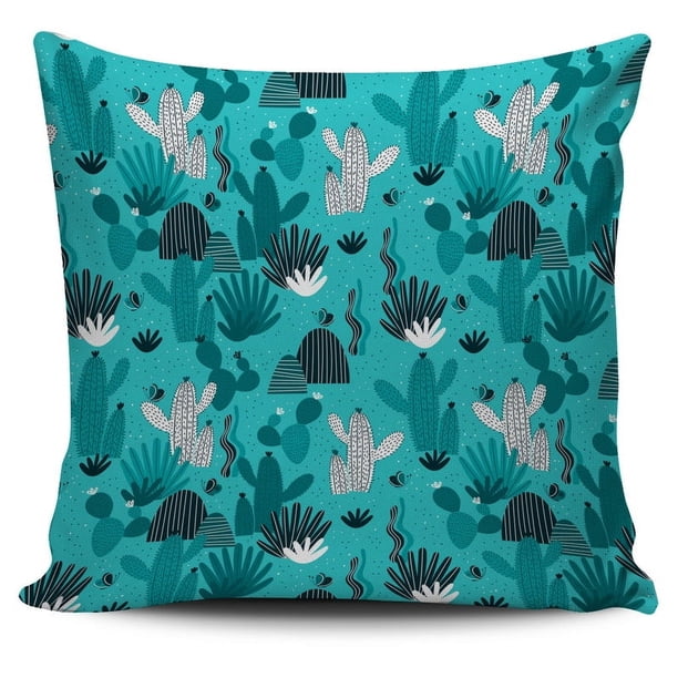 Funda de cojín con estampado de cactus verdes