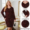 thumbnail image 4 of Weardear Women's Plus Size Sequin Dress New Year V Neck Long Sleeve Cocktail Party Dress, 4 of 5