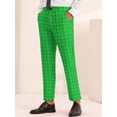 thumbnail image 2 of Unique Bargains Men's Plaid Pants Slim Fit Business Checked Printed Dress Trousers 32 Green, 2 of 6