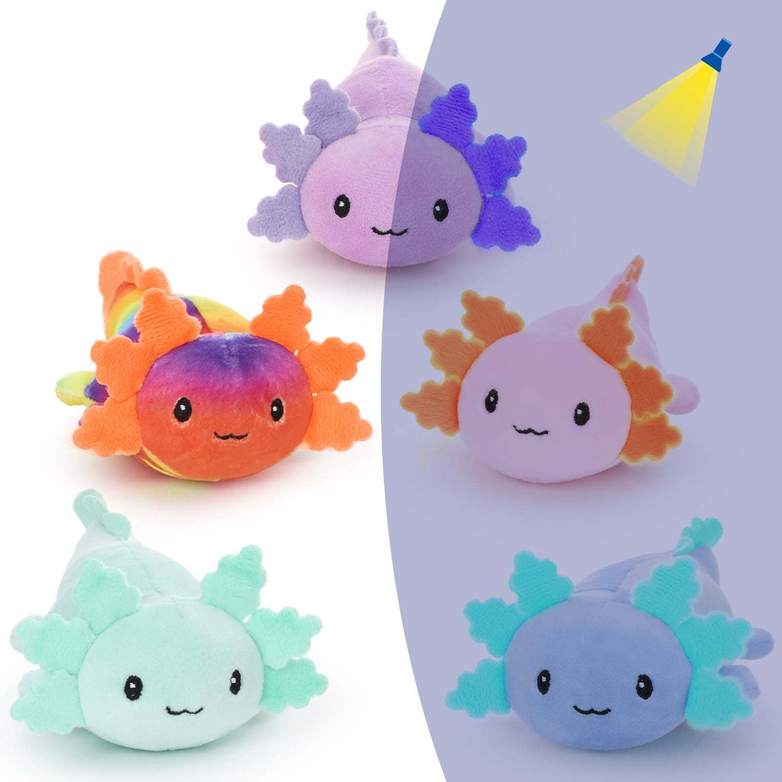 MaoGoLan 5Pcs Axolotl Stuffed Animals Set 6'' Stuffed Axolotl Glow In The Dark Bulk Plush Toy