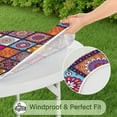thumbnail image 5 of Round Tablecloth Boho Waterproof Fitted Oxford Fabric Table Cloth for 36-44" Round Tables, Dining Kitchen Essentials, 5 of 6