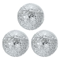 Uxcell 3Pcs Decorative Glass Balls 3.15 inch Orbs Centerpiece Balls Mosaic Glass Balls for Decor Bowls, Silver White