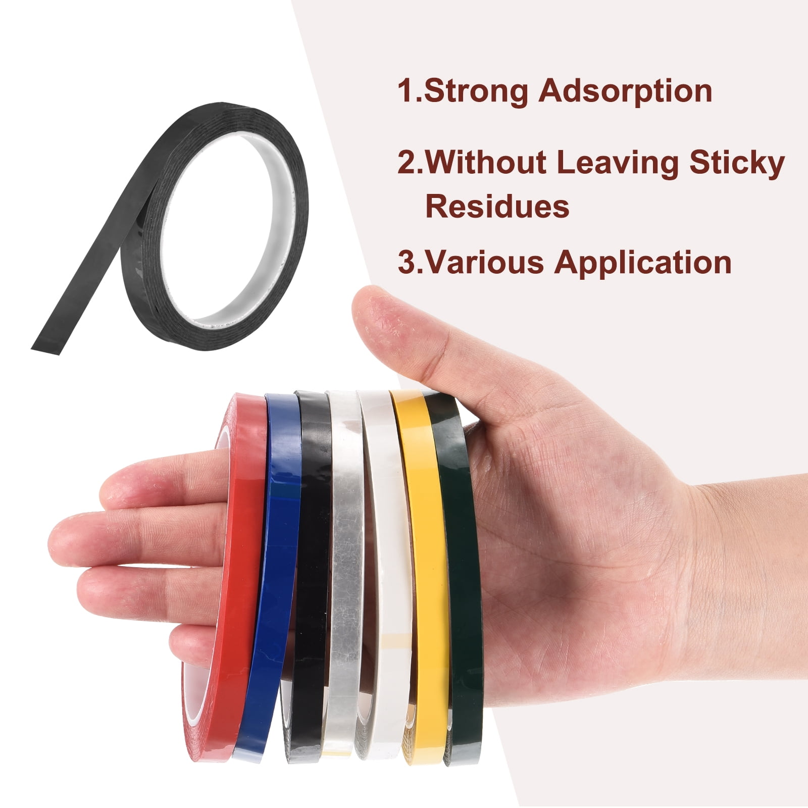 Uxcell 10 Rolls Whiteboard Tape Graphic Chart Tape 12mm 54.7 Yard Art Tape Thin Self-Adhesive Pinstripe Tape Masking Tape, Black
