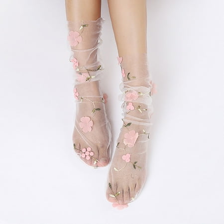 

Spring And Summer Simple Adult Socks Breathable Fashion Trend Broken Flower Pile Socks Simple Skin Color Printed Women s Socks