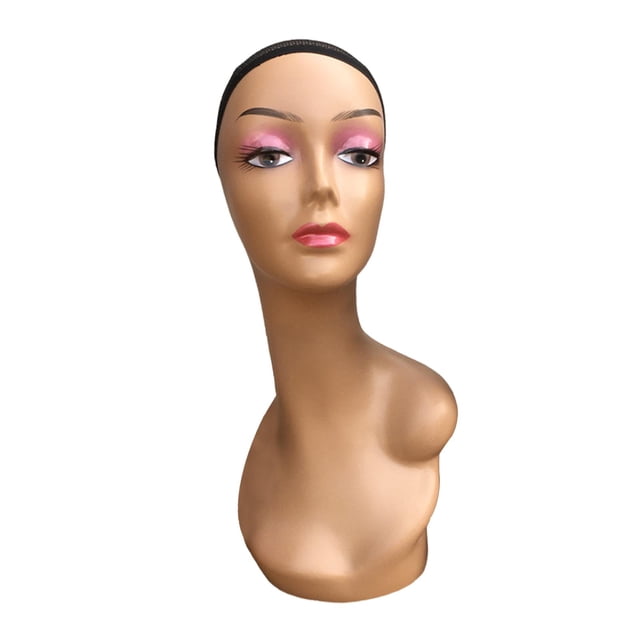 Female Bald Mannequin Head Hat Display Rack Long Neck Manikin Head Stand for Style E