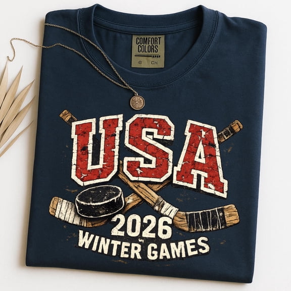 USA Ice Hockey Shirt 2026 Winter Games, Retro Varsity Sports Fan Gift, Vintage American Ice Hockey T-Shirt, Patriotic Team Support Tee