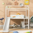 thumbnail image 2 of Metal House Bed With Slide, Twin Size Metal Loft Bed with Two-sided writable Wooden Board (White ), 2 of 9