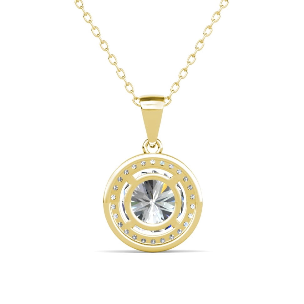 Cate & Chloe Pack of 3 - Blake 18k Yellow Gold Plated Women's Halo Necklace with Simulated Diamonds