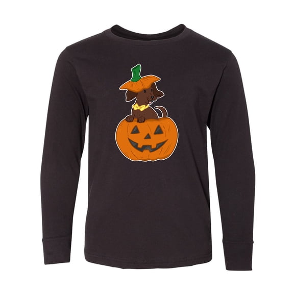 Inktastic Halloween Dachshund in Pumpkin Long Sleeve Youth T-Shirt