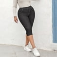 thumbnail image 6 of Capri Fake Jeggings for Women ,High Waisted Stretchy that Look Like Denim Jean Pants Pull On Printed Capri Leggings without Pocket, 6 of 9
