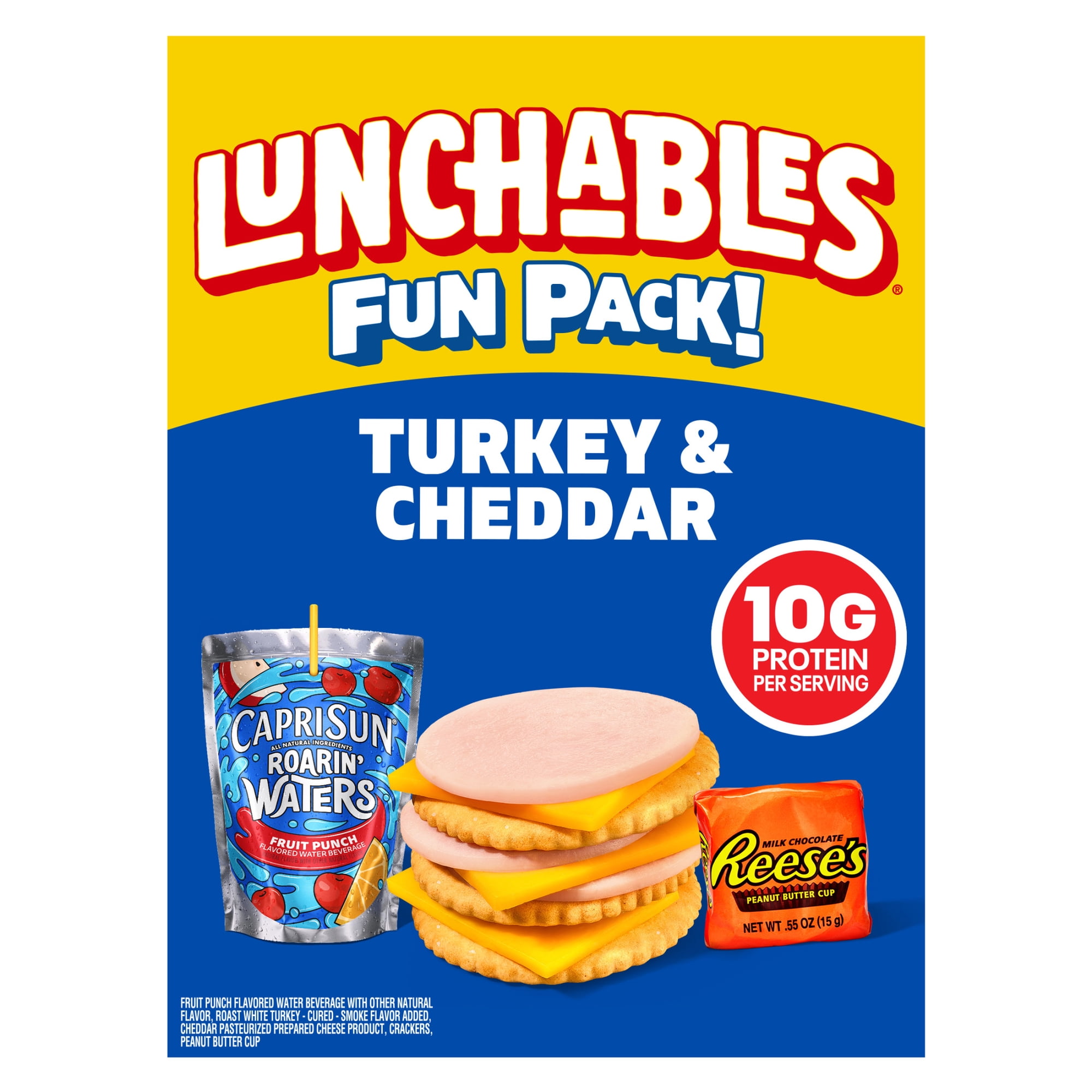 Lunchables Turkey & Cheddar with Capri Sun Roarin' Waters Fruit Punch and Reese's Peanut Butter Cup Fun Pack, 2.9 oz & 6 fl oz Package