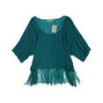thumbnail image 2 of testament Womens Fringed Pullover Blouse, Green, Juniors, Medium, 2 of 2