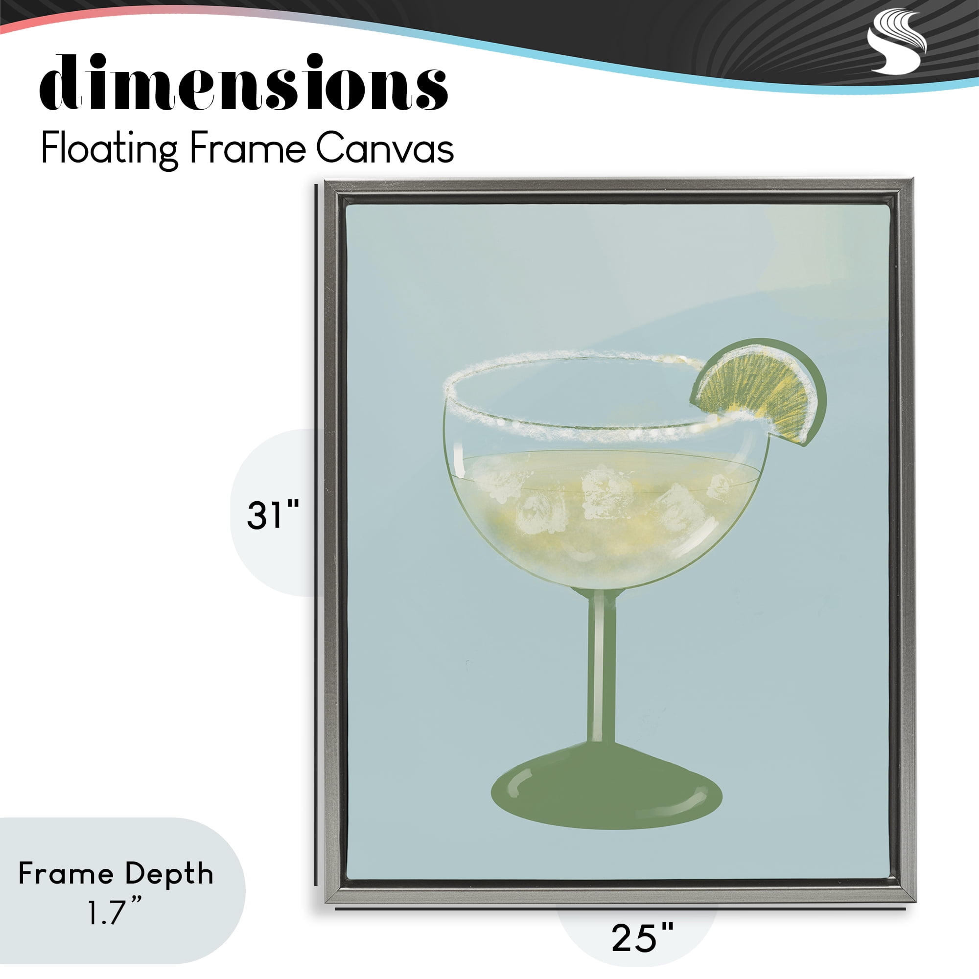 Stupell Industries Margarita Glass over Blue Gray Framed Floater Canvas Wall Art, design by Robin Maria