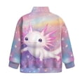 thumbnail image 5 of Uorisanigo Girls Half Zip Cropped Pullover Sweatshirt Rainbow Axolotl Long Sleeve Pullover Top Oversized Sweatshirts for Kids Quarter Zip Hoodies for Fall Winter Spring, 5 of 7