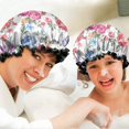 thumbnail image 6 of Shower Caps,Pioneer Flower Floral Print Pattern Waterproof Shower Cap for Women 4 Pieces,Double Reusable Hair Cover for Shower PEVA Elastic Stretch Hem, 6 of 7