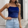 thumbnail image 5 of Deals Clearance under 5.00 Lindreshi Camisole Tops for Women 2024 Women's Casual Fashion Sleeveless Gold Velvet Sling Solid Color Top Blouse, 5 of 5
