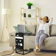 thumbnail image 5 of Set of 2 C Shaped Side Tables with Charging Station, Snack Side Table, Sofa C Table, Slide Under Sofa Table, for Living Room, Bedroom, Black, 5 of 5