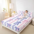 thumbnail image 4 of Homewish Cartoon Pink Blue Bowtie Girl 4 Pieces Queen Sheet Sets,Geometric Lines Stripes Ultra Soft Flat Sheet,Dreamy Princess Queen Fitted Sheet,Microfiber Bedroom Decor, 4 of 7