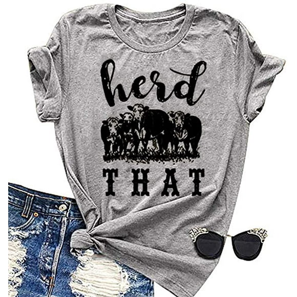 YourTops T-Shirt Femme Troupeau Cette Vache (L, Gris)