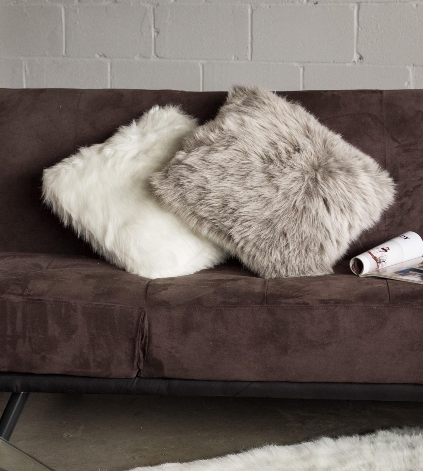 BELTON FAUX FUR PILLOW 18"X18" 2-PACK