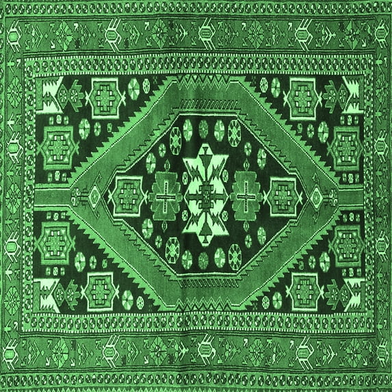 Ahgly Company Indoor Square Persian Emerald Green Traditional Area Rugs, 8' Square