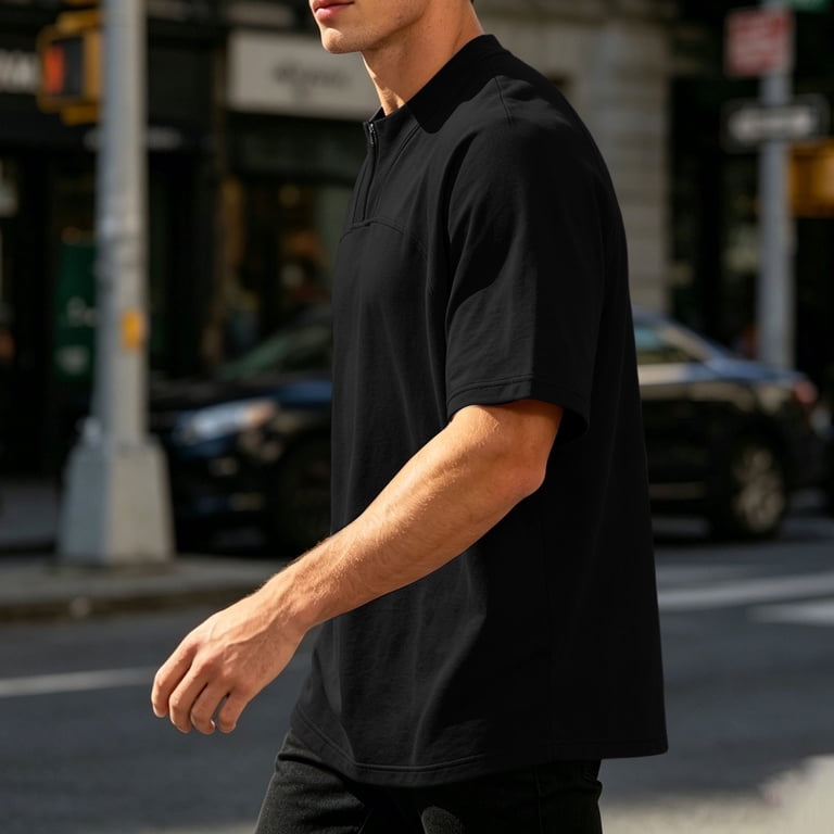 FRSASU Polo Shirts for Men Short Sleeve Quarter Zipper Collar