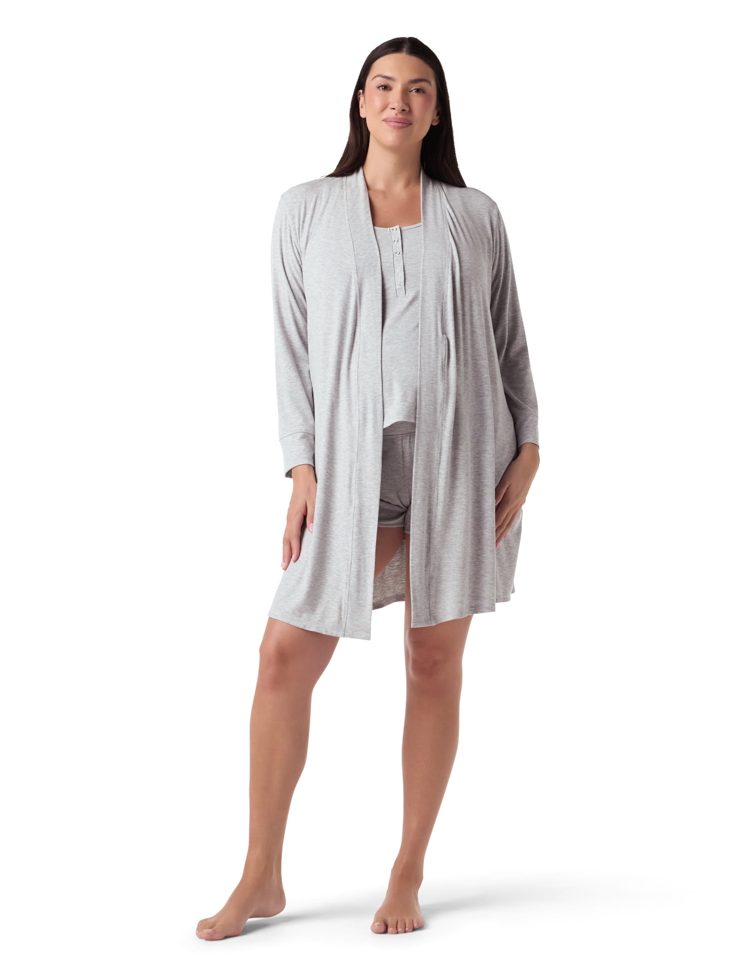 Ingrid & Isabel For Every Belly Women's Maternity Ribbed Robe, Sizes S-XXXL