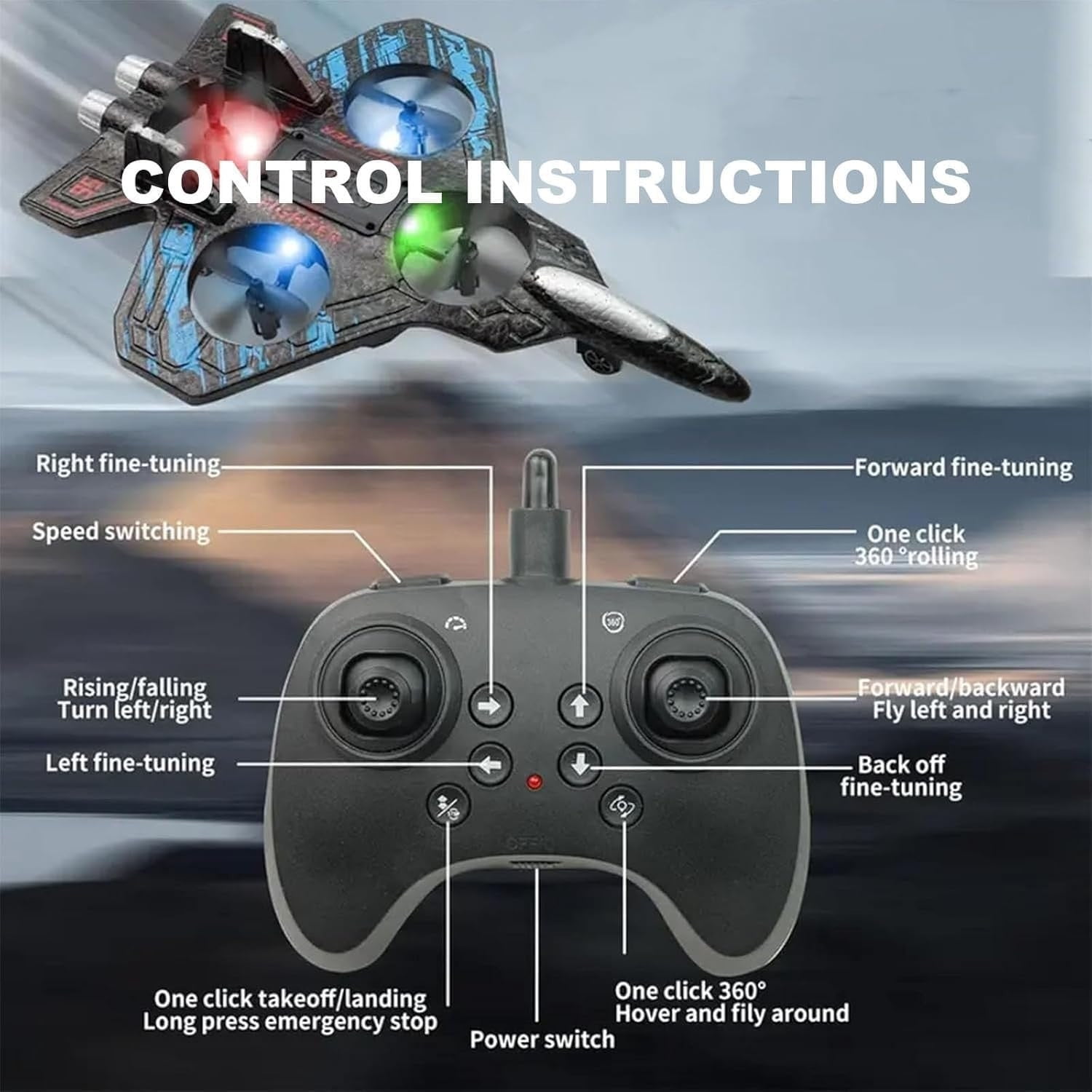 Specollect 4 Pcs Remote Control Plane with LED Lights, 3 Speeds & 360° Stunts, Durable Foam RC Airplane for Outdoor and Indoor Flying, Beginner-Friendly Toy
