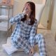 thumbnail image 2 of Conjuntos de pijamas de algodón con pantalones para mujer, ropa de dormir de manga larga con cuello vuelto y bolsillo, Top con botones y pantalones de dibujos animados, 2023, 2 of 4